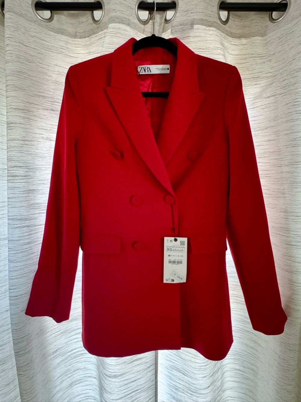 Zara Double-Breasted Red Blazer
